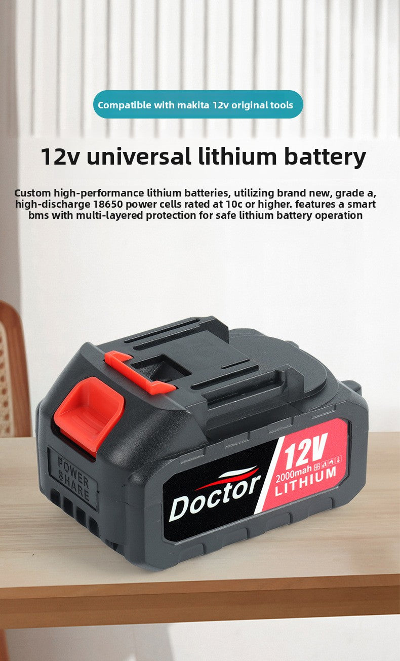 Lightweight Makita 12V Battery for Overhead Tight Space Work