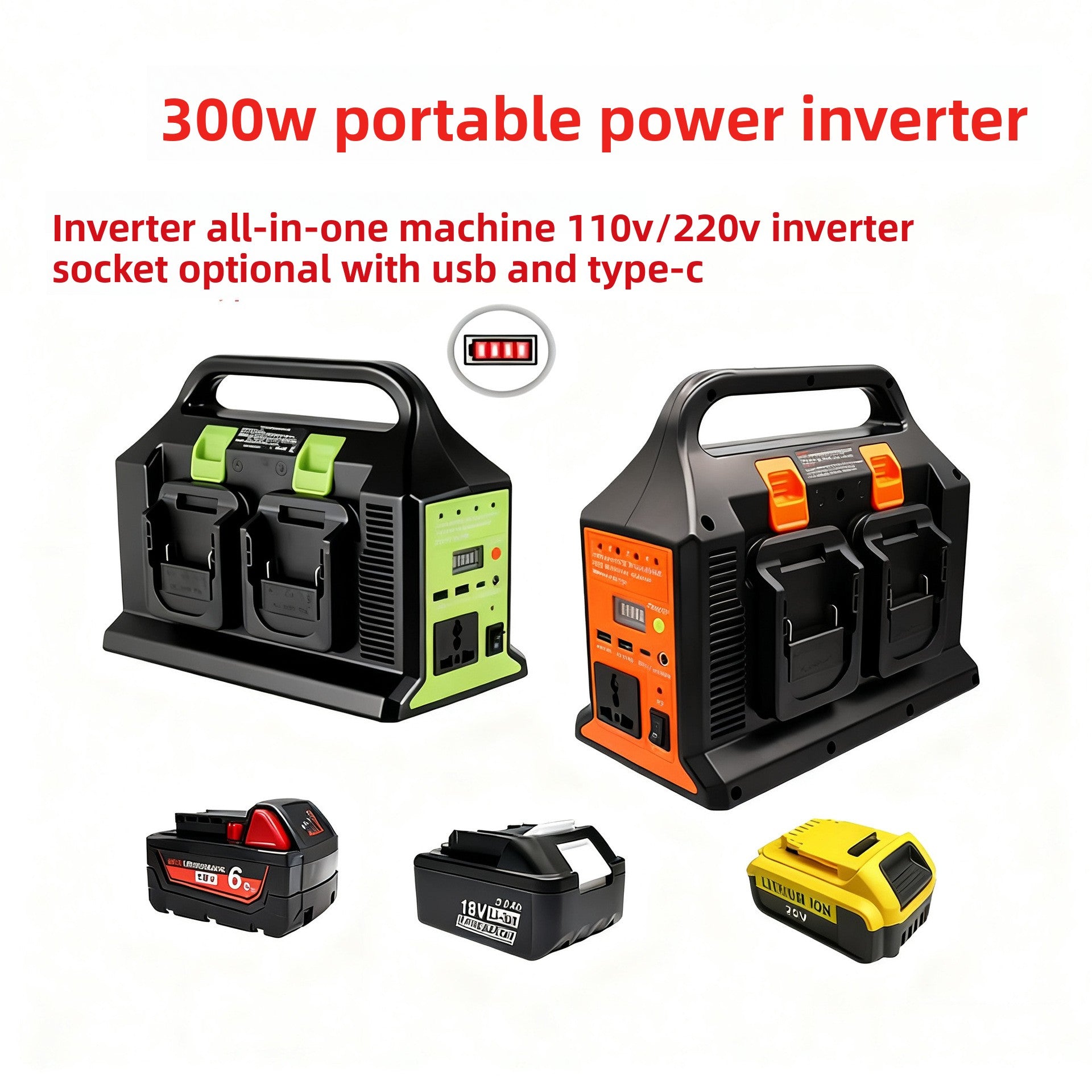 four channel sine wave battery inverter for 18-20V power tools