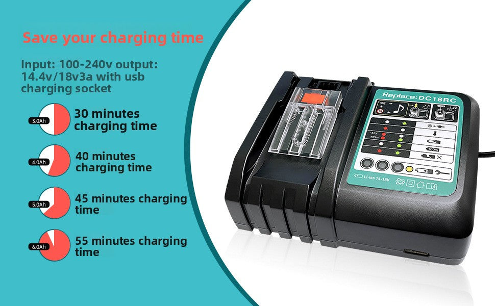 Makita DC18RC charger with built in cooling fan