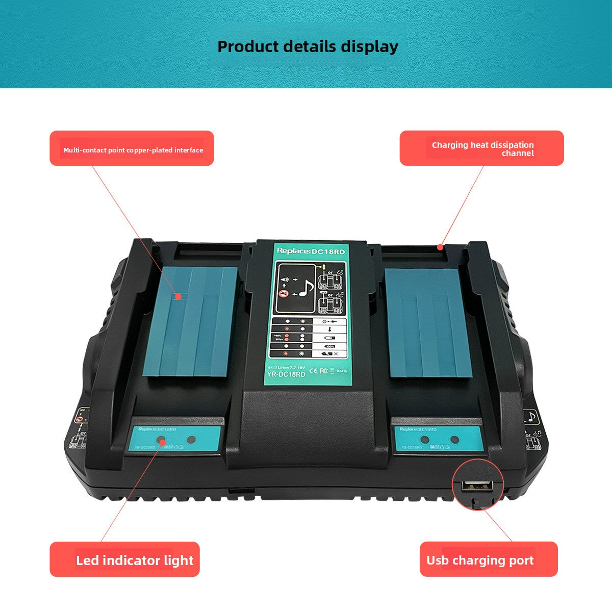 Makita DC18RD dual four port 6A 12A battery charger