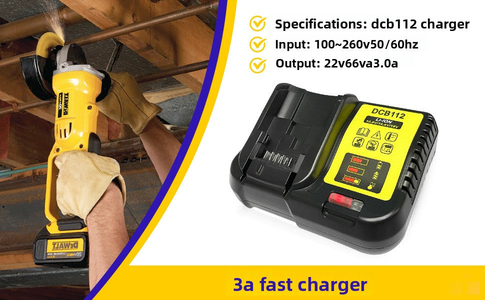 DCB112 charger angled view with battery slot