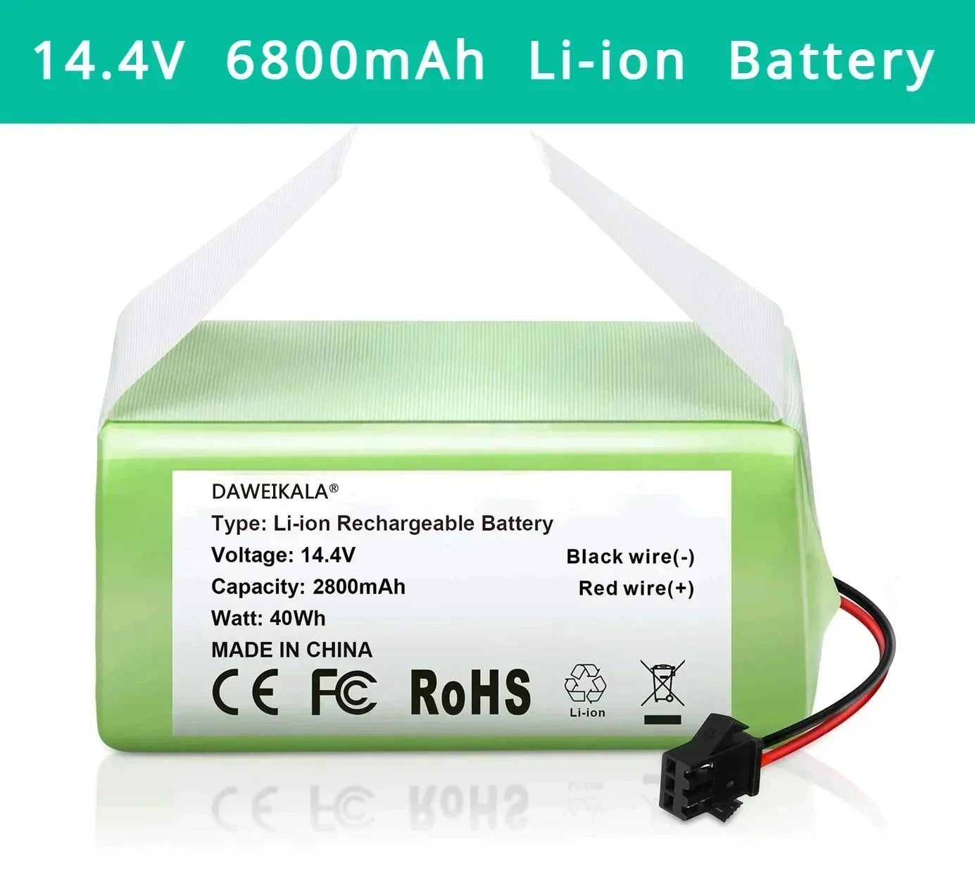 14.4V 6800mAh Li-ion Battery Replacement for Conga 990 1090 Tesvor X500 Robot Vacuum