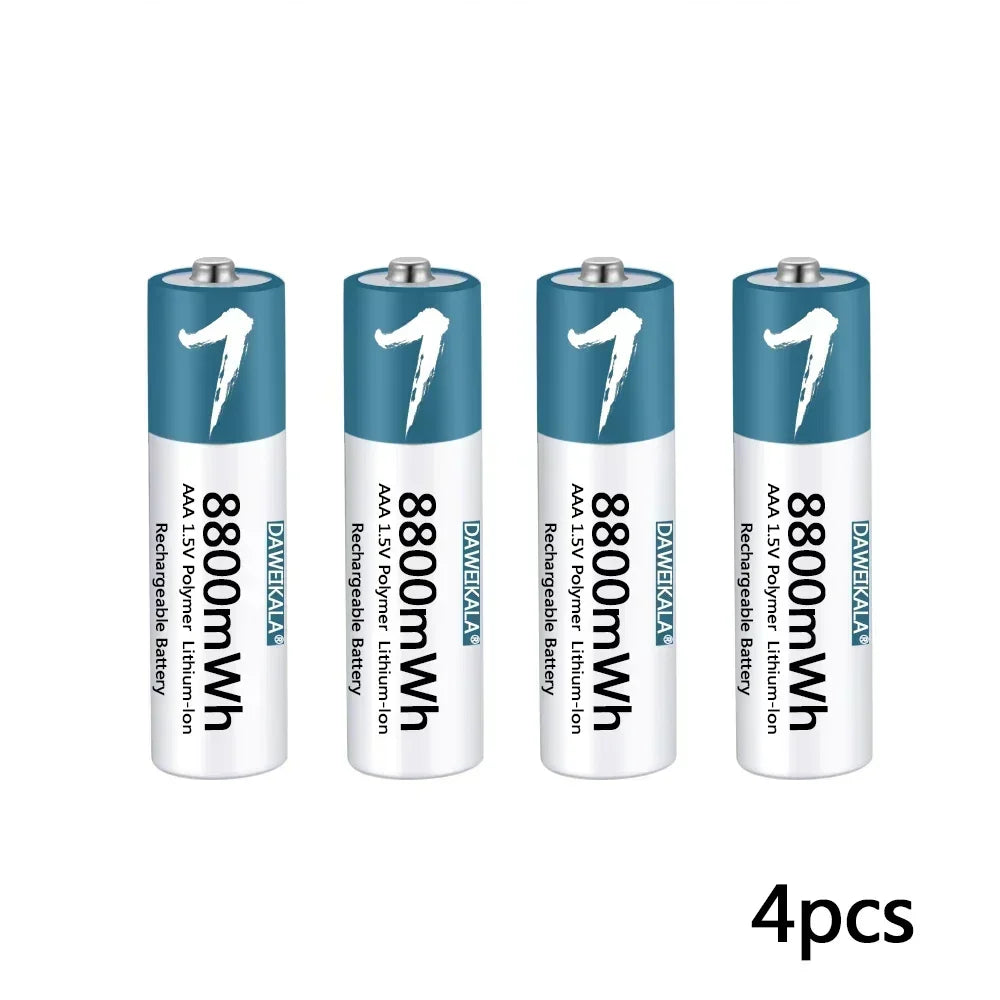 Rechargeable AAA 1.5V Lithium Polymer Battery 8800mAh for Remote Control, Mouse, Fan, Toys