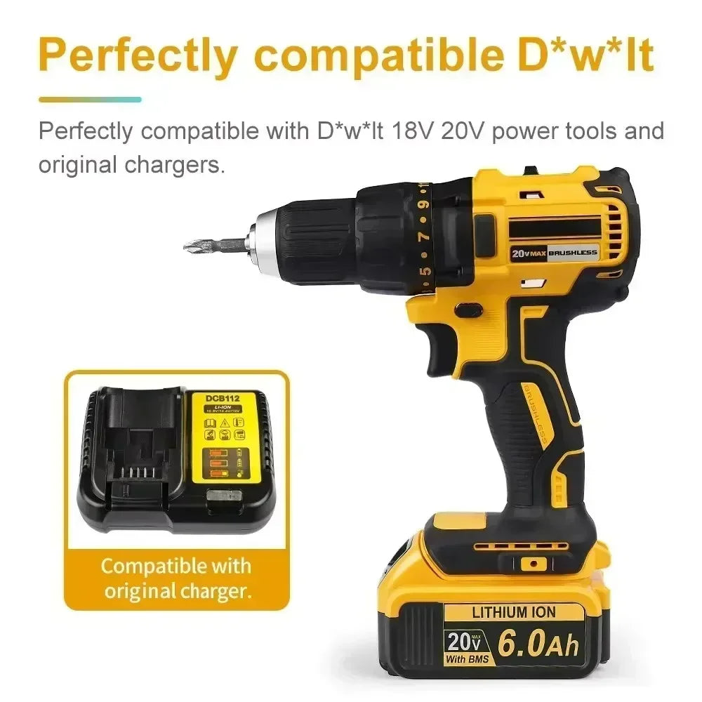 Upgraded 20V Lithium-ion Replacement Battery | 5.0Ah 6.0Ah 9.0Ah | Compatible with DCB203, DCB206, DCB205, DCB204 Power Tools