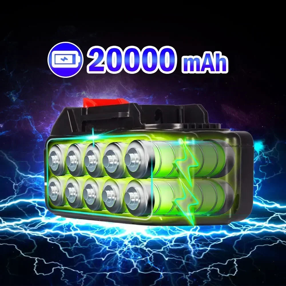 10000-20000mAh 20V 128vf 388vf 928vf Lithium Battery Compatible with 21V Power Tools, Electric Saw, Angle Grinder & Impact Wrench