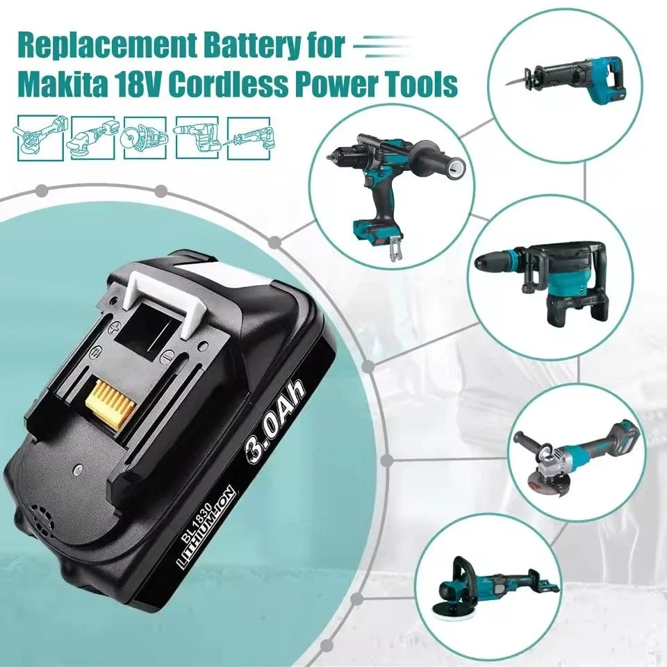 18V 3.0Ah Lithium-Ion Battery for BL1815 BL1830 BL1850 BL1860 LXT400 194205-3 Models