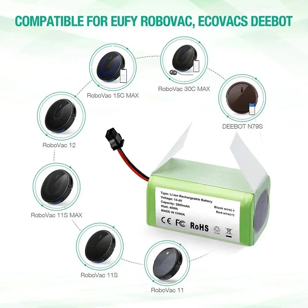 14.4V 6800mAh Li-ion Battery Replacement for Conga 990 1090 Tesvor X500 Robot Vacuum