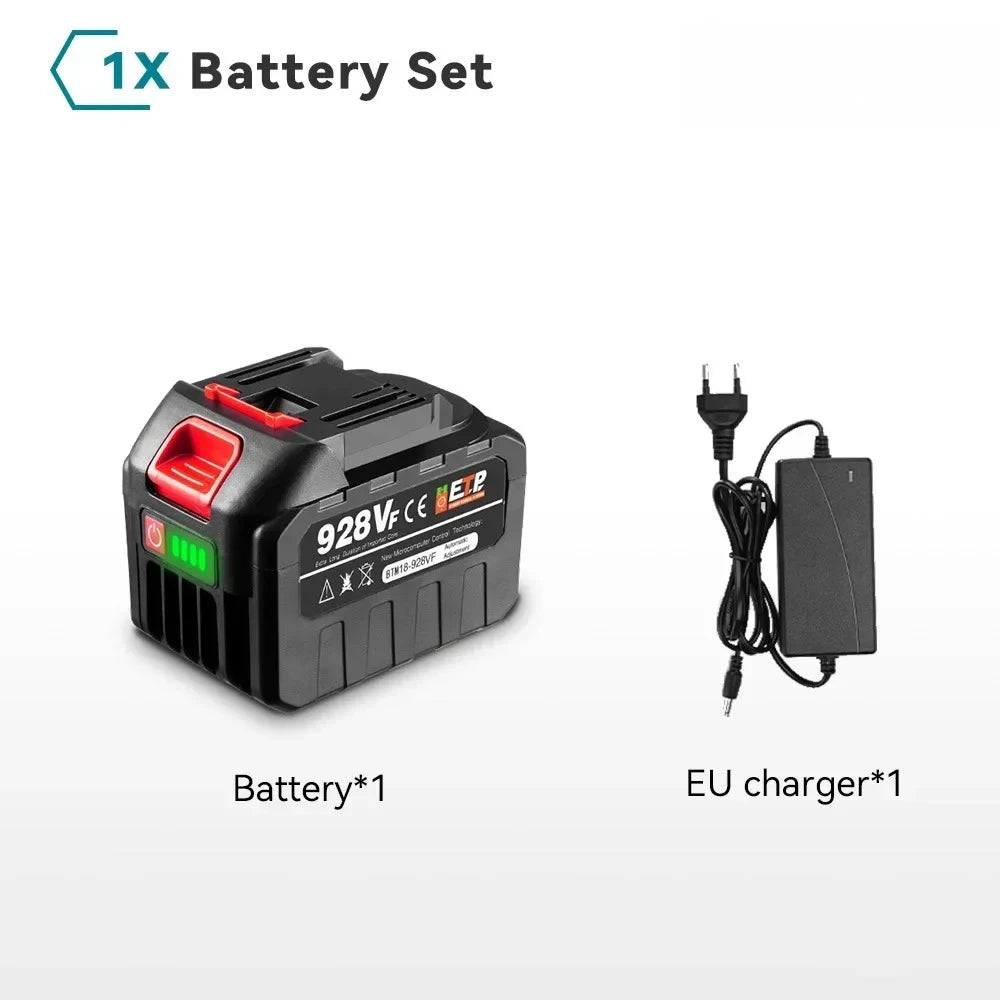 10000-20000mAh 20V 128vf 388vf 928vf Lithium Battery Compatible with 21V Power Tools, Electric Saw, Angle Grinder & Impact Wrench