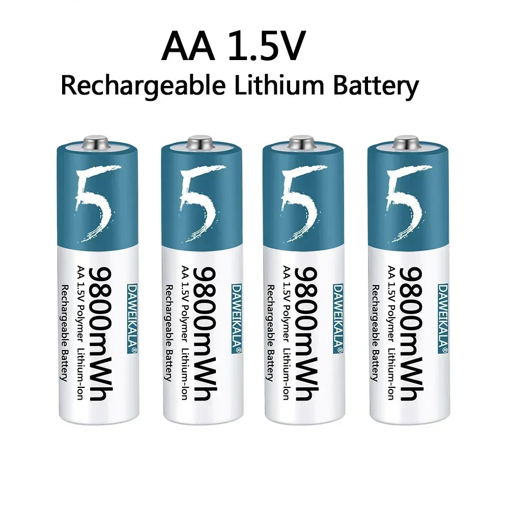 AA Battery 1.5v Li-ion AA Rechargeable Battery 9800mWh AA Lithium-ion Battery for remote control mouse small fan Electric toy