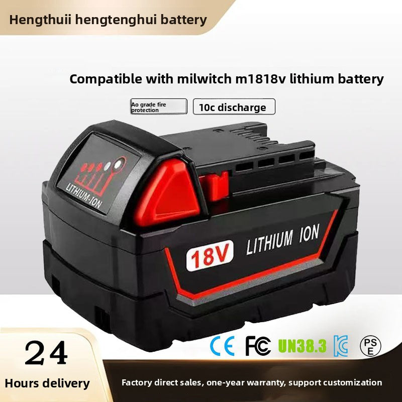 Milwaukee M18 Replacement Battery 18V Lithium Front View