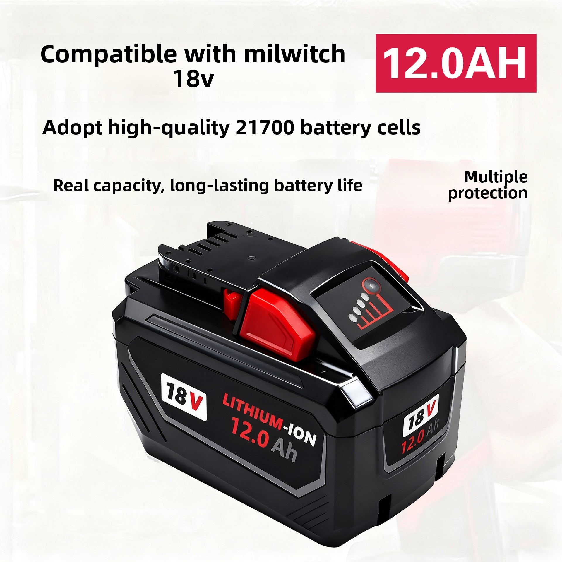 Extended Runtime 12000mAh Battery for Milwaukee M18 Heavy Duty
