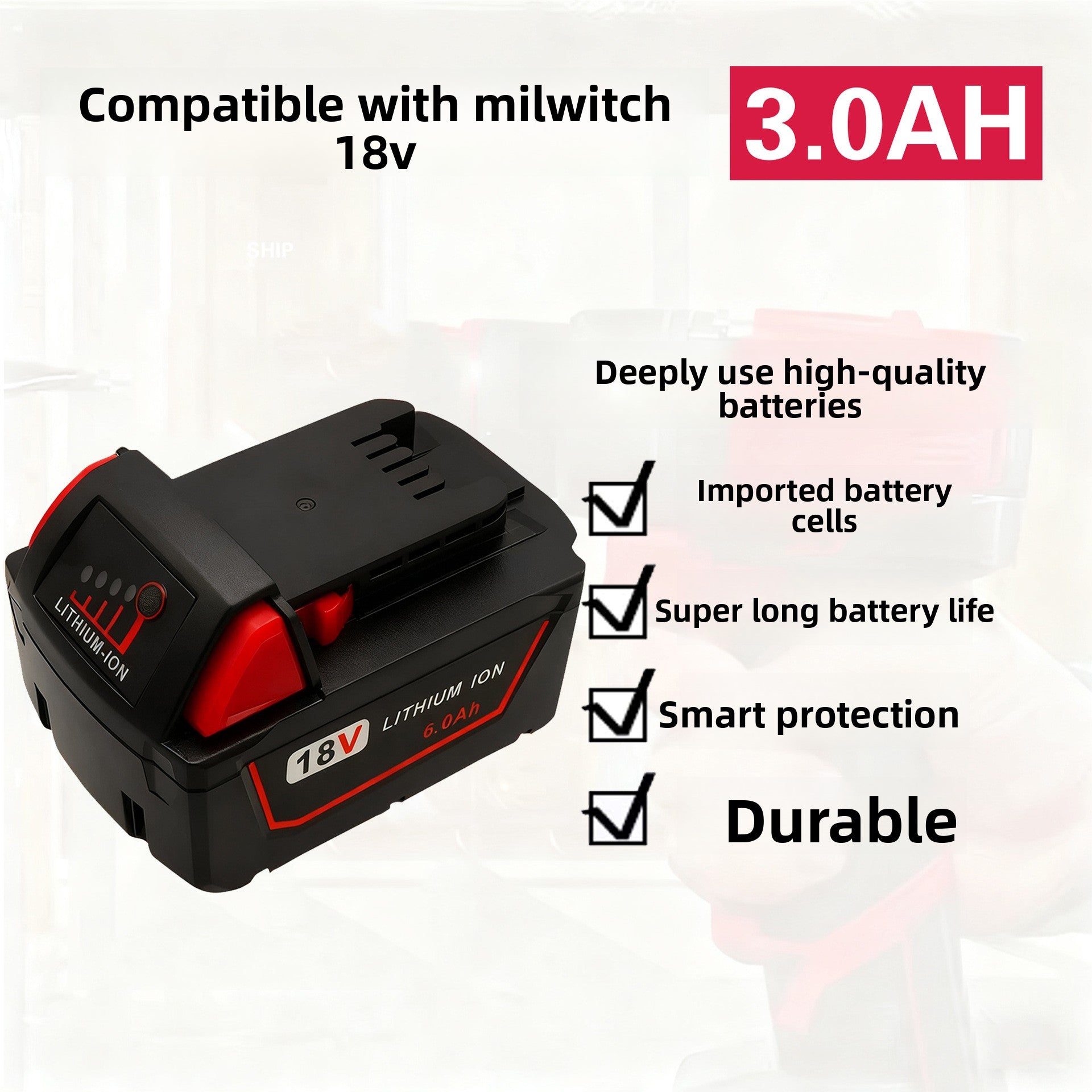 Milwaukee M18 Replacement Battery Product Label and Specs