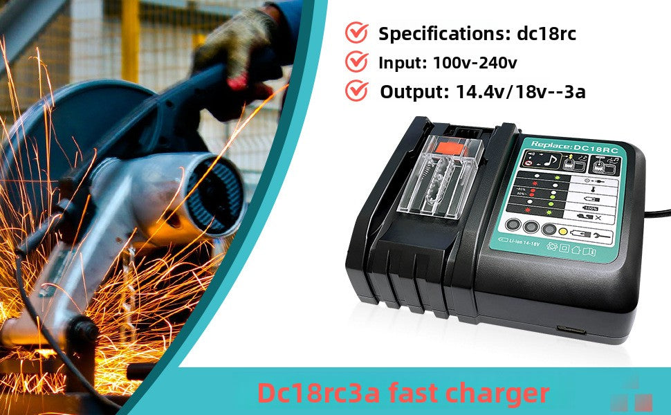 Makita charger DC18RC product image front ISO view