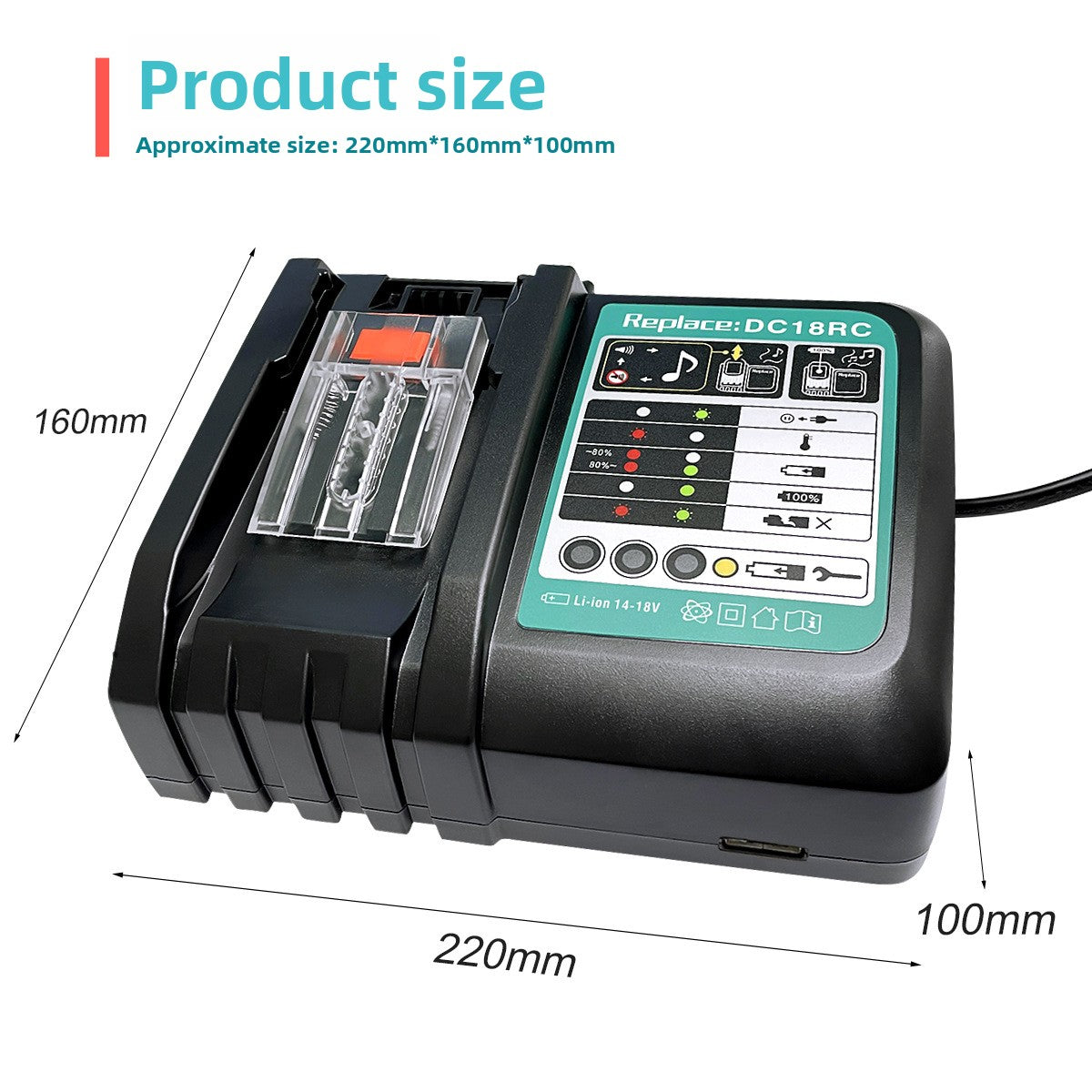 Makita DC18RC charger with LED indicator display panel