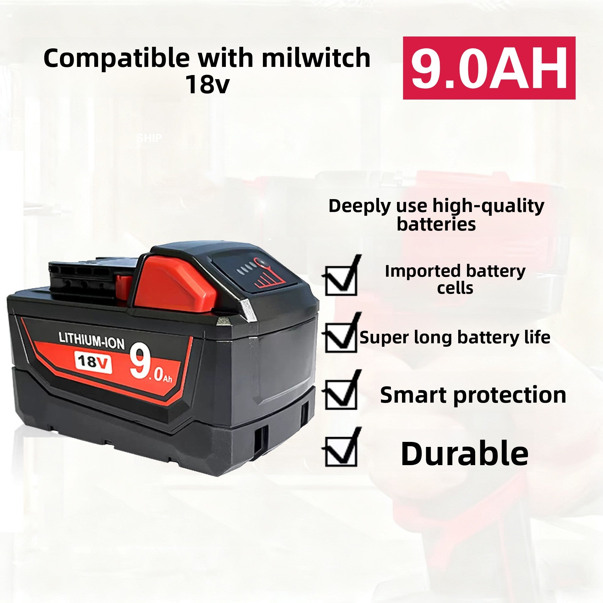 Compact 3000mAh Milwaukee M18 Battery for Light Duty Tasks