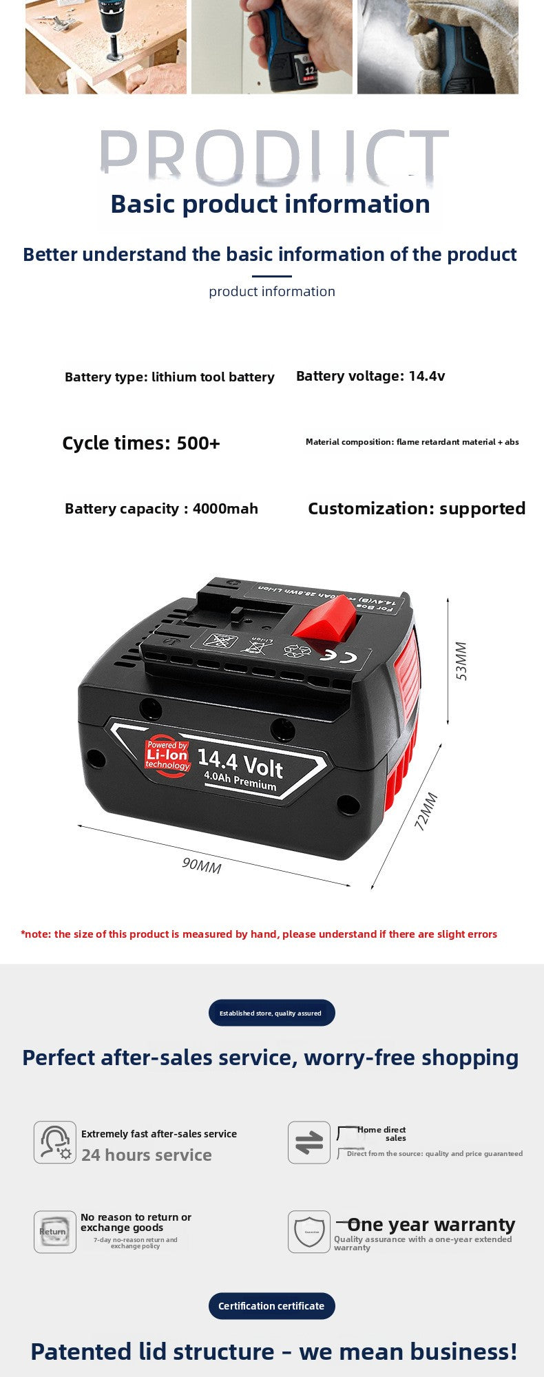 Bosch compatible replacement battery specifications and dimensions